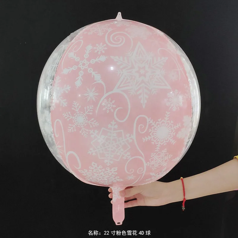 CYmylar 22inch 4D round clear transparent frozen snowflake foil balloon for christmas party decoration