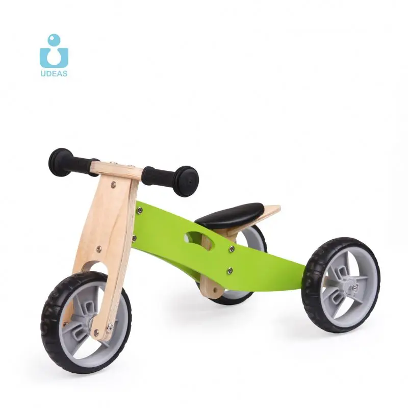 Игрушки UDEAS Montessori широко используемые деревянные велосипедные (мини-велосипед 2 в 1-желтый) для детей