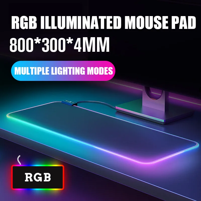 Oem RGB mouse pad Waterproof Material Anti-Slip Rubber Base Light-emitting Gaming Mat Deskpad  Heated Mouse Pad