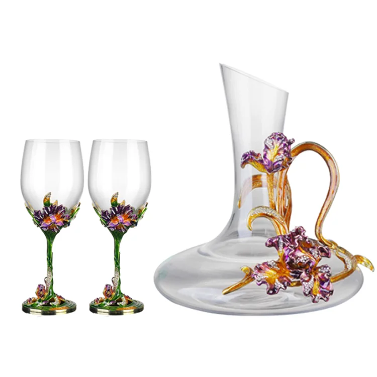 Aeofa Creative enamel goblet crystal glass decanter wine glass set