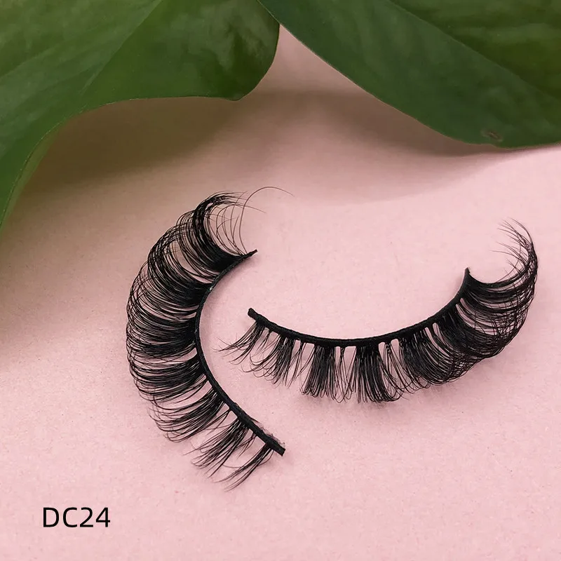 vegan synthetic hair full strip eyelash d curl russian D Curl lashes fluffy natural with private label eyelashes box packaging
