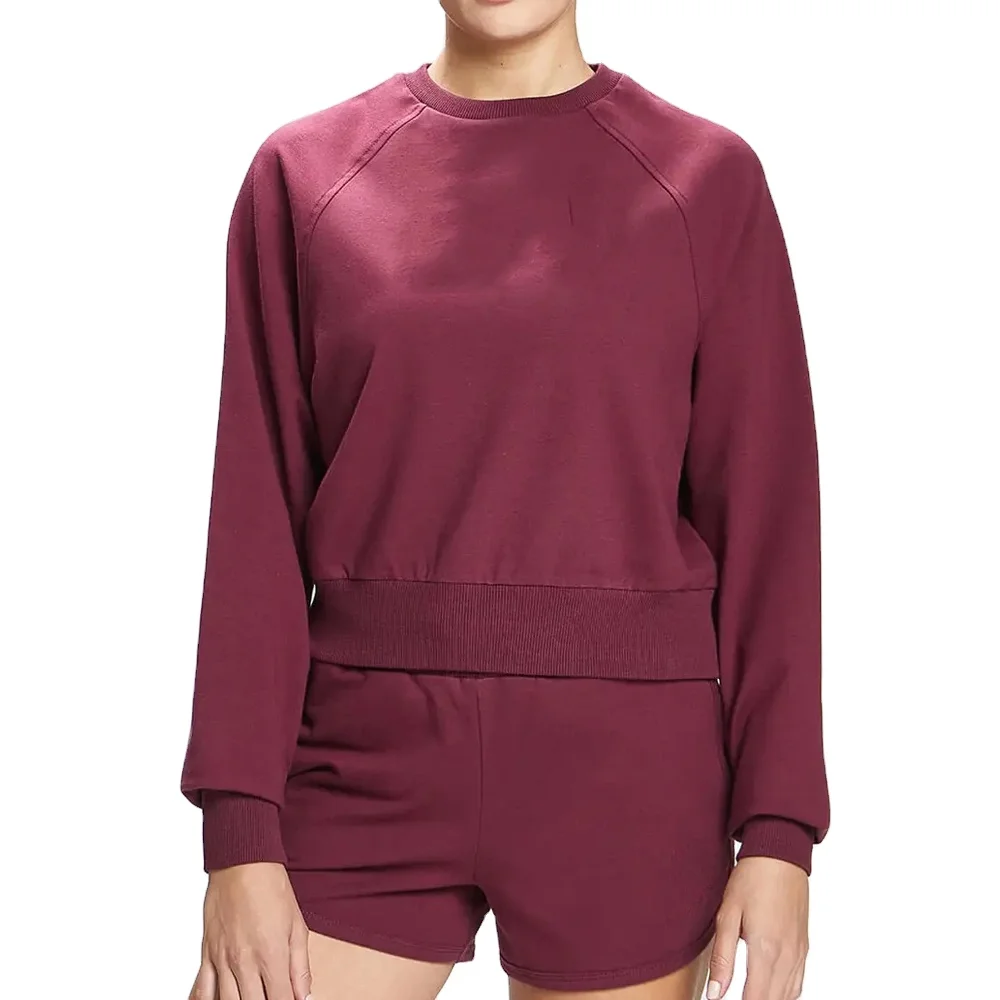 Высококачественная Женская толстовка Metro с круглым вырезом из органического хлопка, укороченная Спортивная Толстовка