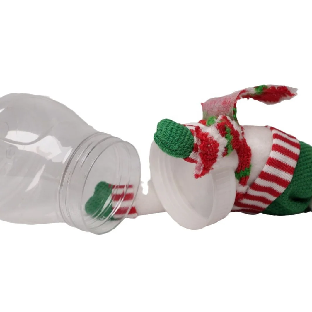 Santa Claus Snowman Elk Reindeer Christmas Candy PVC PET Can Candy Bottle Box Christmas Decoration