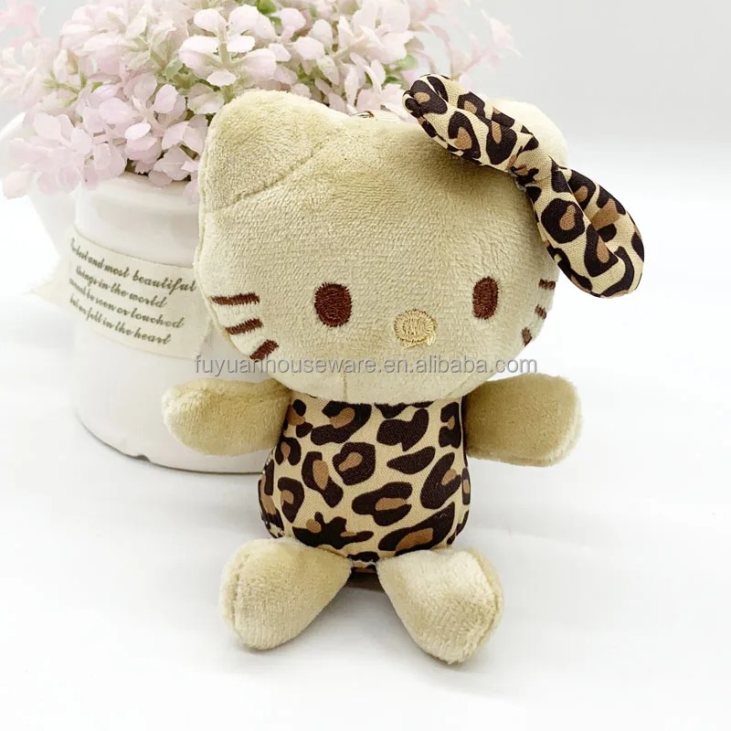 4.5' Newest Fashion Plush toys Hello Kitty Stuffed Charm Holder Cartoon KT Cat Leopard Pattern HOT Selling Accessories
