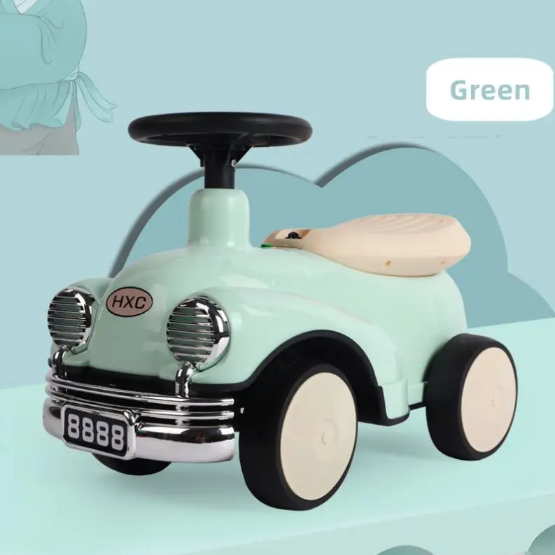 Vintage Kids Glide Car Quad Bike Balance Bike with Light Music Twist Car Baby Toy Car