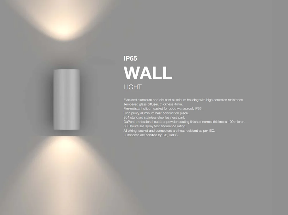 ECOJAS B9597 GU10 wholesale price top quality outdoor  wall lamp  aluminium wall lamp