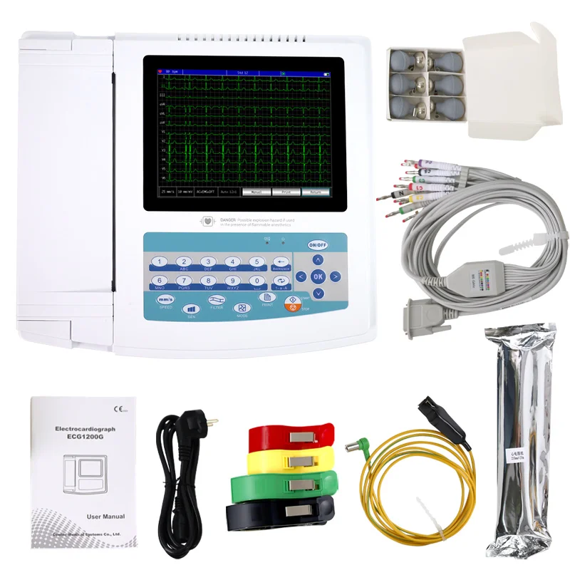 Newest CONTEC ECG1200G Ecg Machine with Interpretation Ecg Bedside Patient Monitor