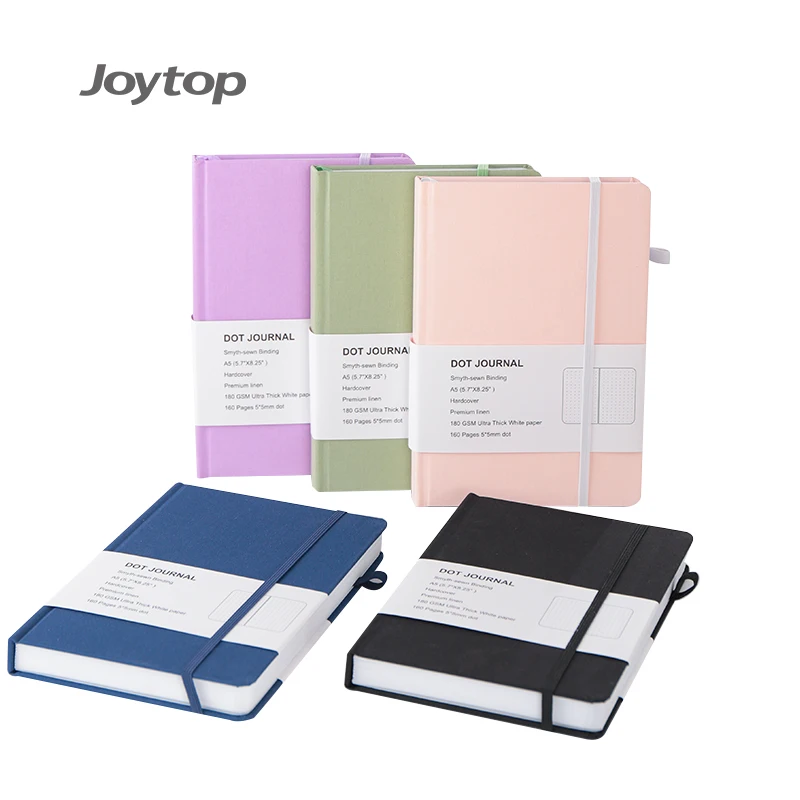 Joytop 2303-6 Wholesale Business Office A5 Simple Linen Fabric Art Hardcover Bullet Schedule Diary Notebook Journal