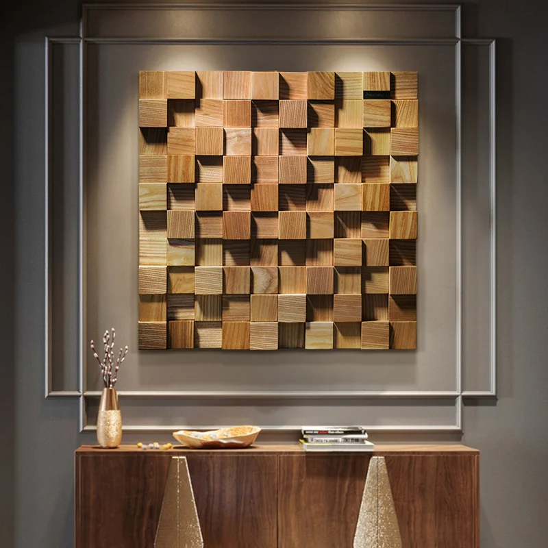 3D Three-Dimensional Wood Original Wood Grain Mosaic Real Painting Wholesale Art