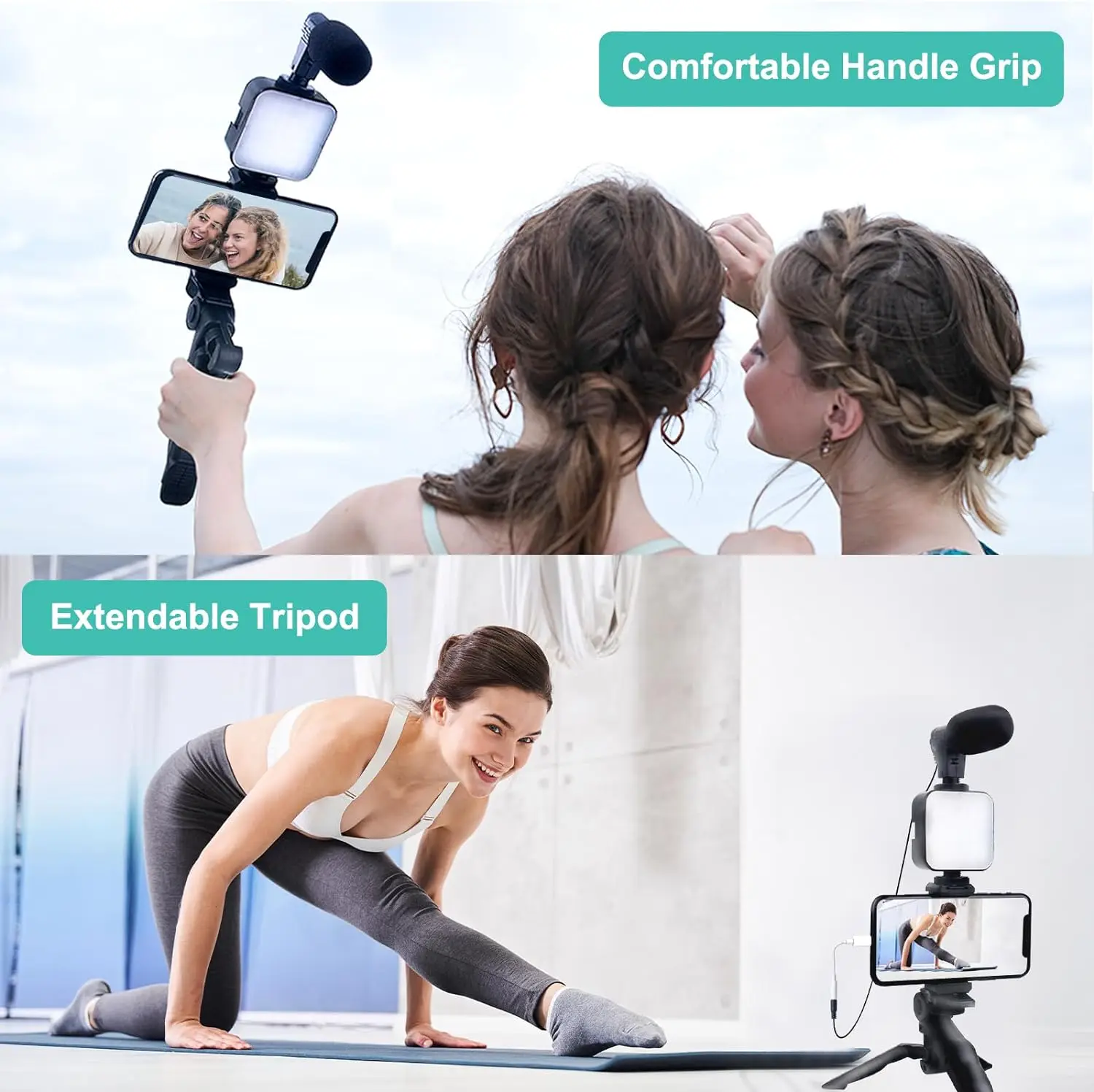 AY-49 Portable Podcast Video Vlogging Making Equipment Universal Kit Tripod Stand For Iphone Phone With Light Mic And Microphone
