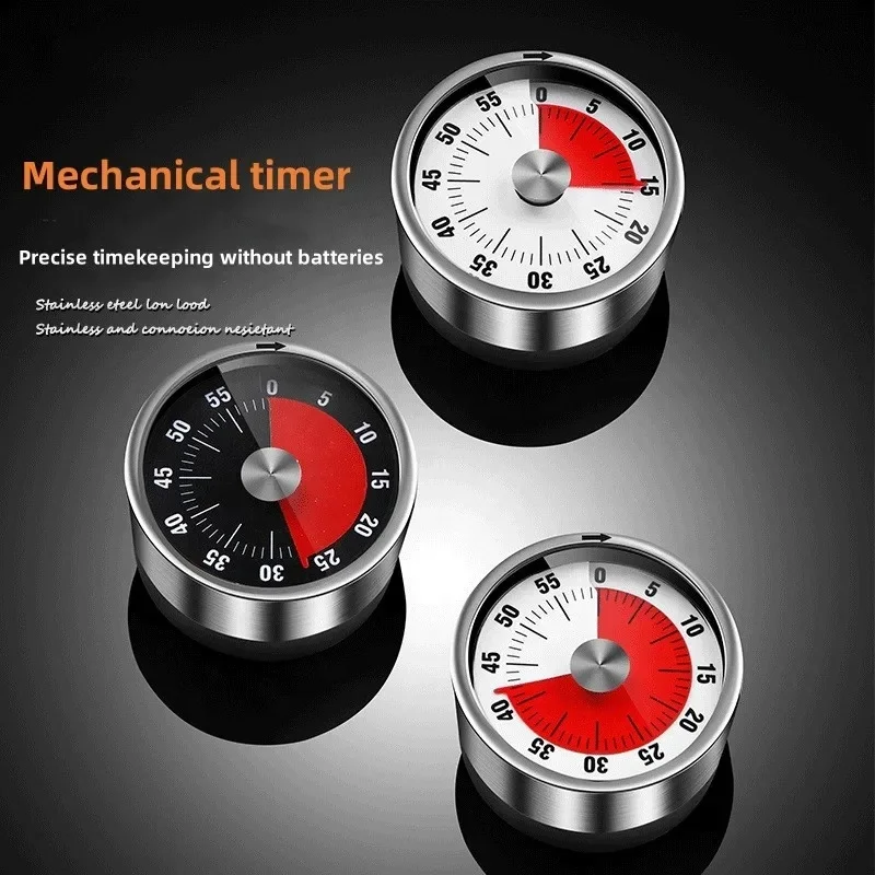 Stainless Steel Timer Kitchen Visualization with Magnetic Suction Time Reminder Student Portable Mechanical Timer Kitchen Tools