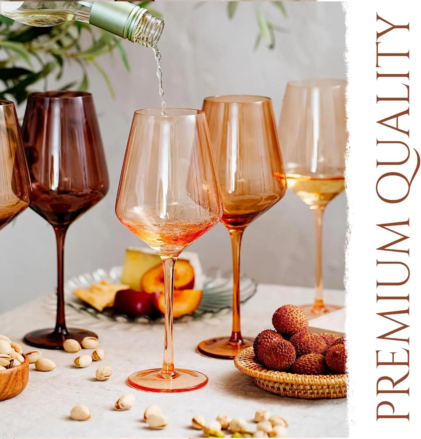 Top Seller 2024 Colored Wine Glass Set of 6 Elegant Colored Glass Stemmed Wine Glass Set of 6 Multi-colored Wine Glasses