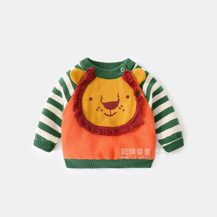 cartoon jacquard thickening knit baby sweaters winter baby clothes kids pullovers