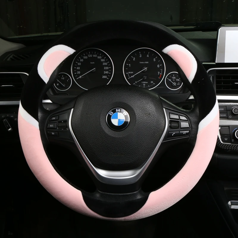 Antifreeze Animal Plush Soft non-slip Colorful Universal Car Accessories Steering Wheel Covers for girl