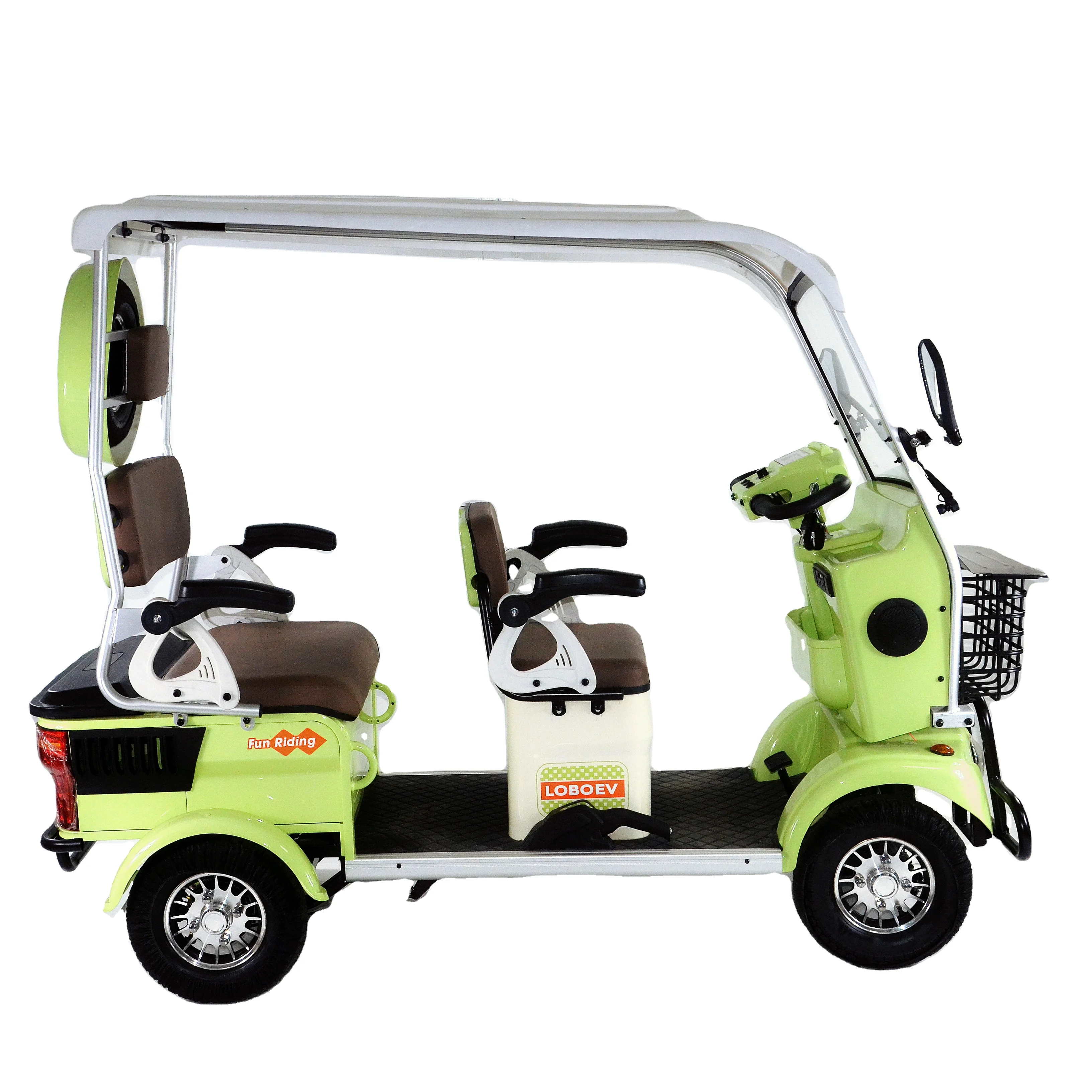 800W 1000W 1500W Drum Brake 60V 20AH 4 Wheels Mini Sightseeing Bus Electric Tricycles Vehicles for 3 Adult Passengers