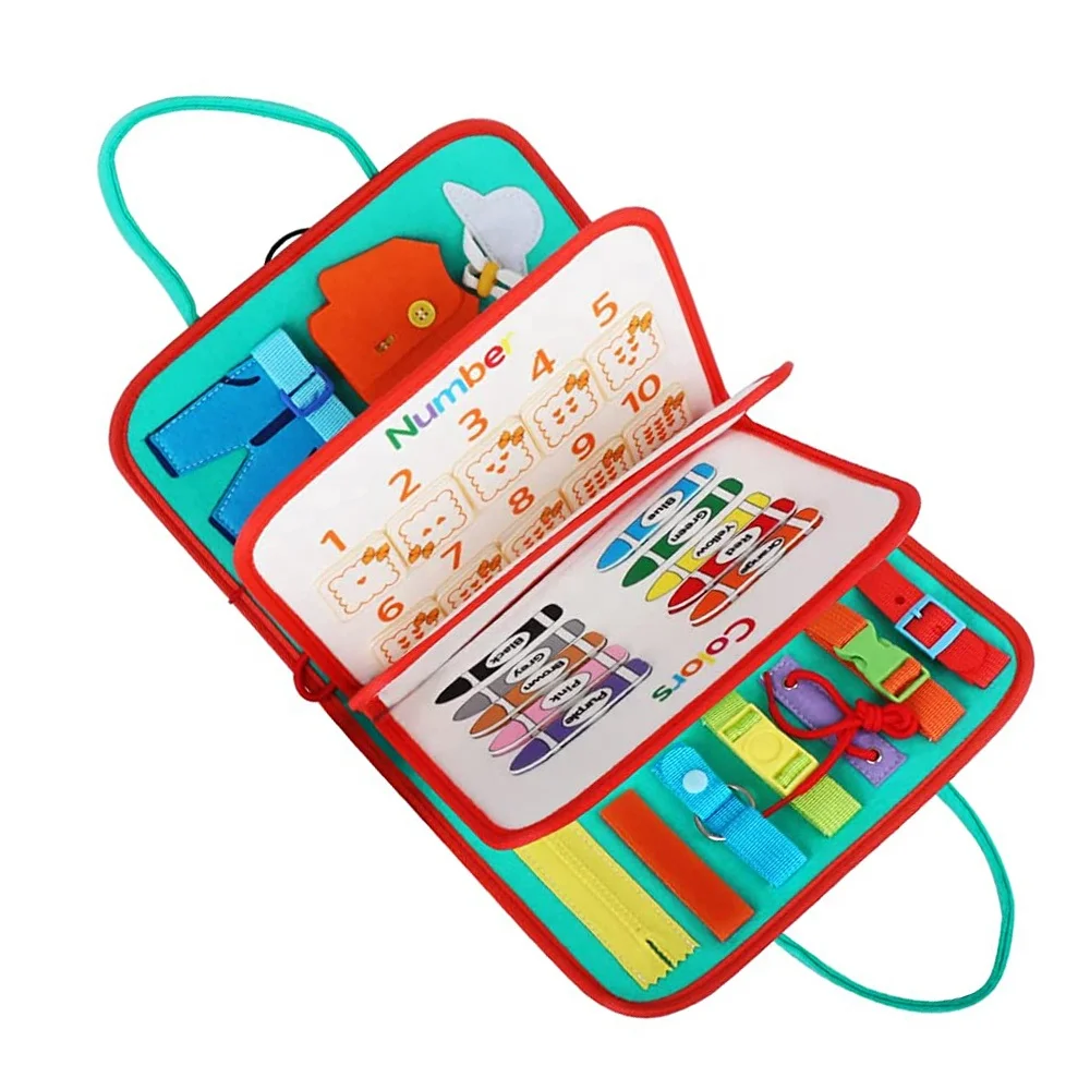 Huafeng хит продаж Монтессори Сенсорная Игрушка Обучение Тонкий мотор Войлок занятая доска для детей 5 страниц доска для активного отдыха