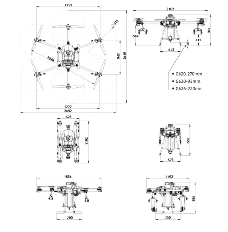 EFT G626 plant protection drone, G626/MOLEX plug-in 3.0 battery version agricultural plant protection drone with large capacity
