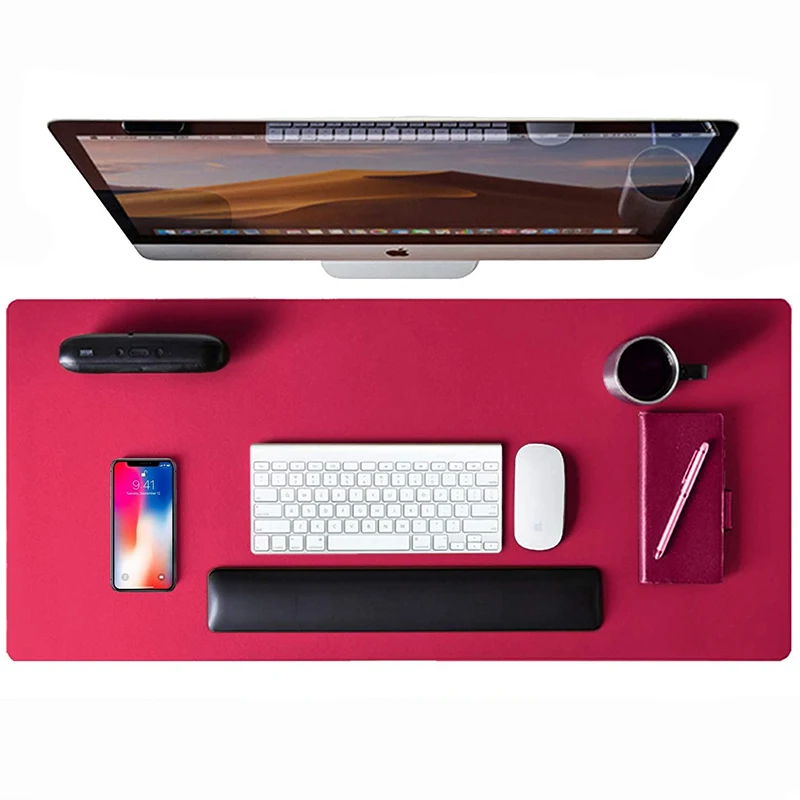 Настольный коврик из искусственной кожи с замшевой основой, большой игровой коврик для мыши