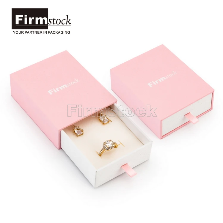 custom Pink magnetic gift packaging paper box  jewelry and pouch jewellery cosmetic bag boxes logo drawer with ribbon