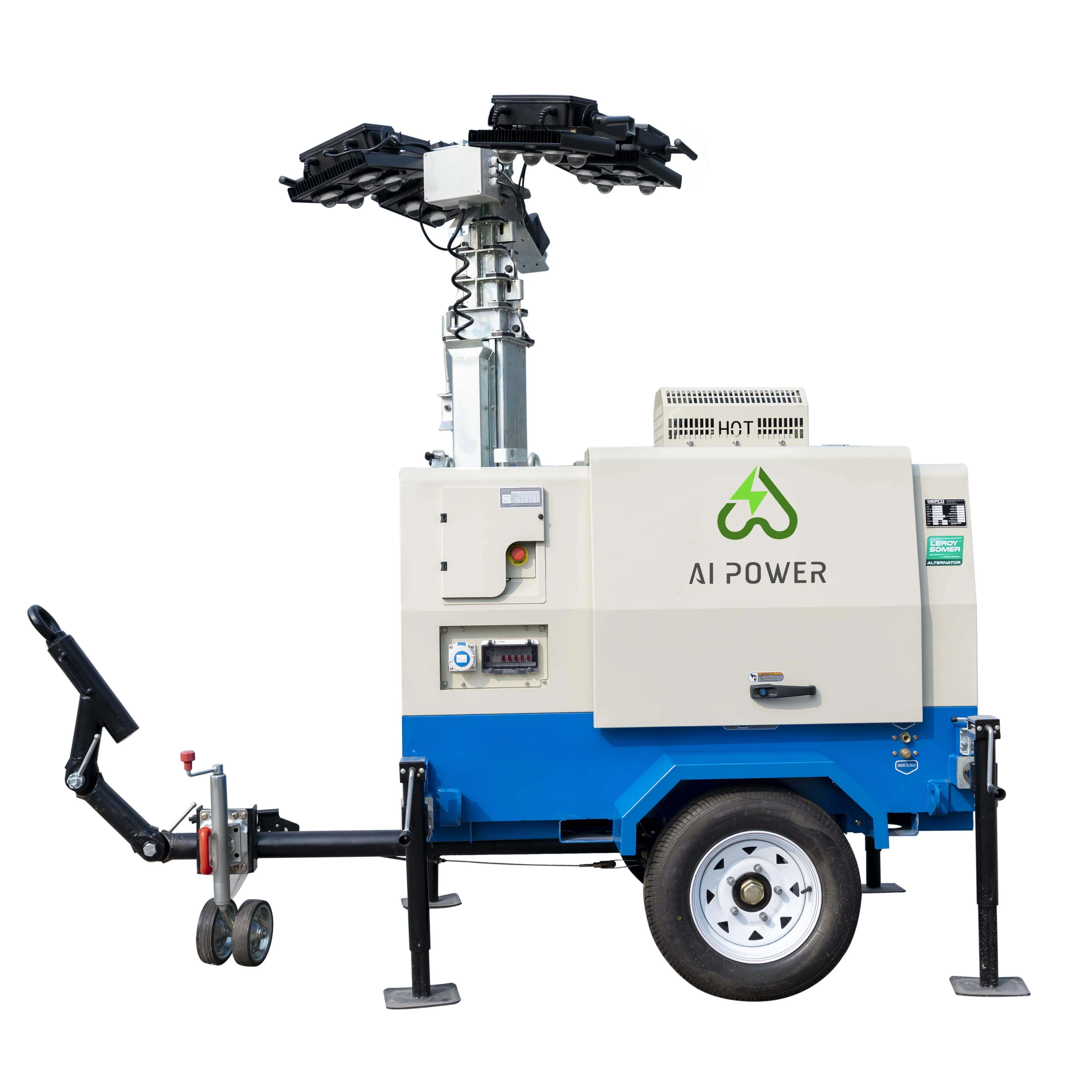 4x1000w Mobile Light Tower Diesel Generator with EPA engine Manual 7m mast GFCI Socket