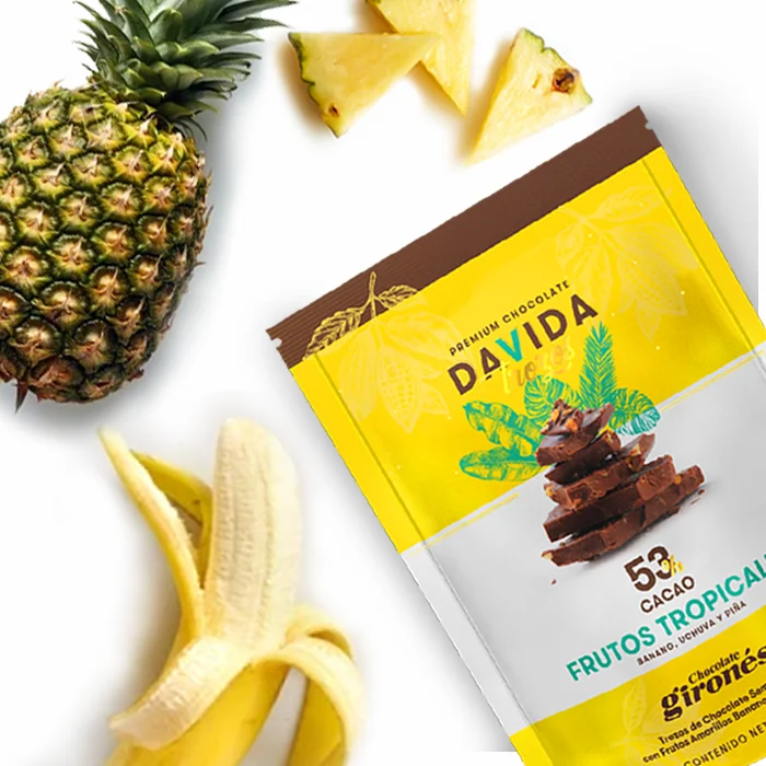 DAVIDA Semisweet Chocolate Barks 53% Cocoa Colombian Ingredients With Colombian Tropical Fruits Premium Cocoa