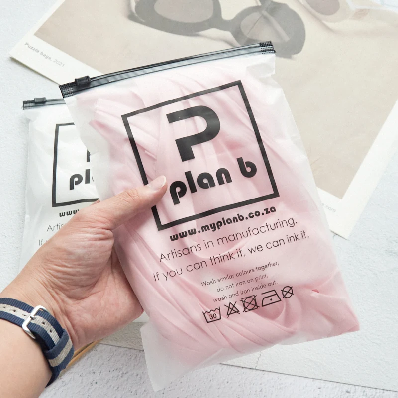 biodegradable compostable pe poly zipper plastic packaging slide eva frosted zip lock bag
