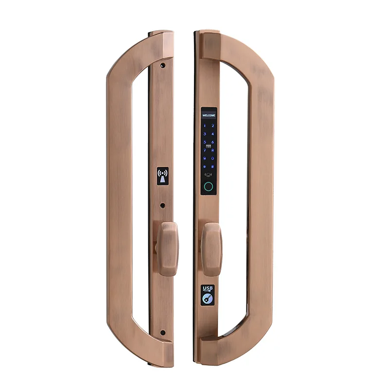 
IP65 Waterproof outdoor Narrow Aluminum Fingerprint Lock for Tempered Glass Bifold Door 