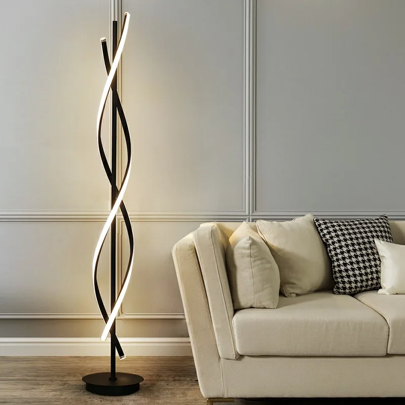 Factories Cheap Modern Minimalist Fancy Art Rotation Tree Design Led Corner Spiral Floor Lamp
