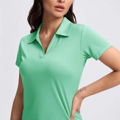 Women Golf Shirt Collared V-Neck Casual Work Tennis Tops UPF50+ Collared Polo Shirts