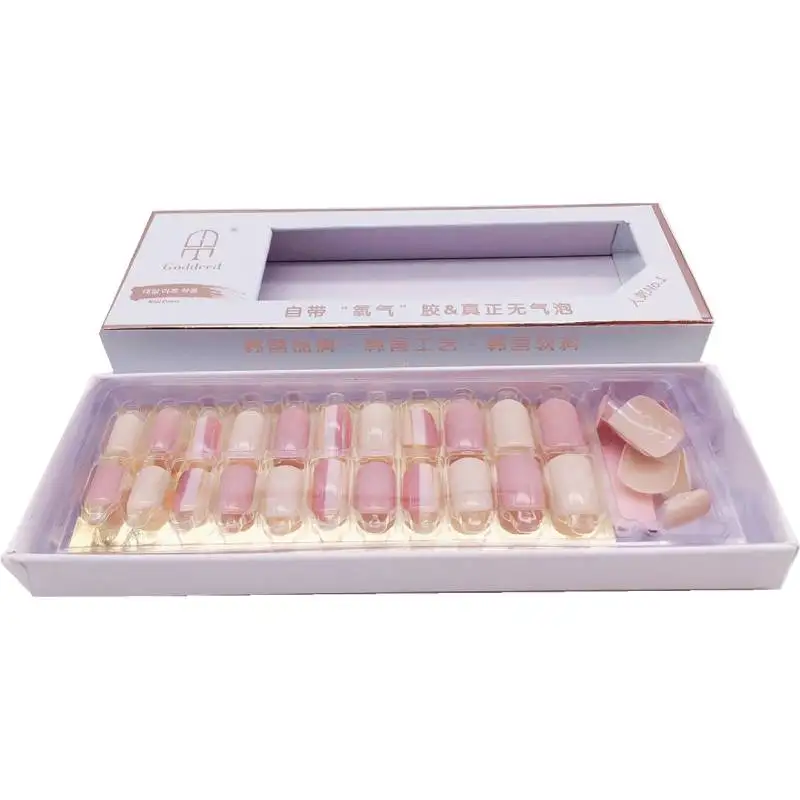 30pcs/box Short ballerina coffin solid color natural false nails full cover artificial acrylic nails false nails for DIY salon