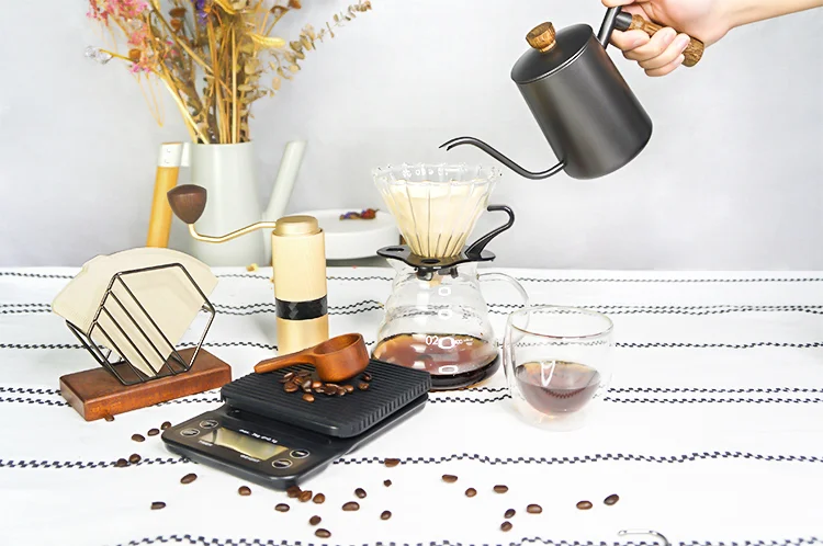 laminated coffee kettle with thermometer 850ML, V60 Paper Coffee Filter, dripper-Arabic Coffee pour set