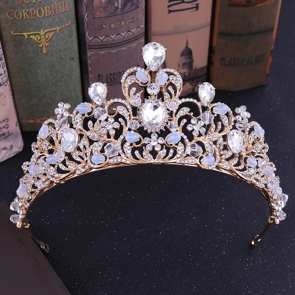 RS151 Wholesale Handmade Crystal Beaded Tiaras Crown For Bridal Headpiece