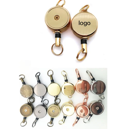 BR-19-Z Wholesale Metal Custom Order Logo Printed Cheap Nurse Retractable Pull Reel Badge Reel  Keychain Id Card Holder