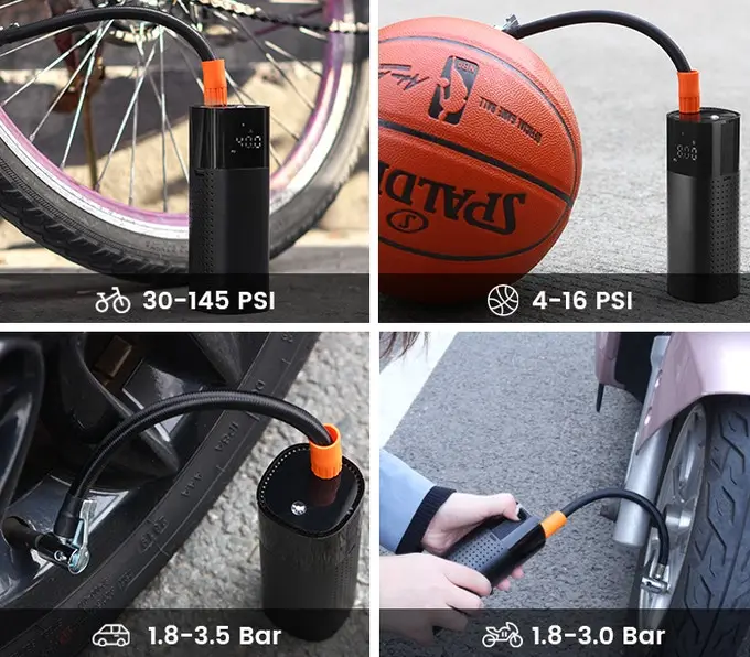 5000mAh Electric Cordless Mini Portable Powerful 30W Digital Automatic Car Tire Inflator with Flash light