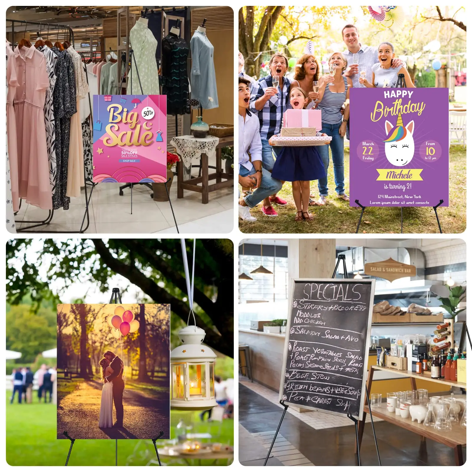 Easel Stand for Display  Instant Easel, Foldable Portable Ground Easel for Wedding Banner and Poster Display Stand