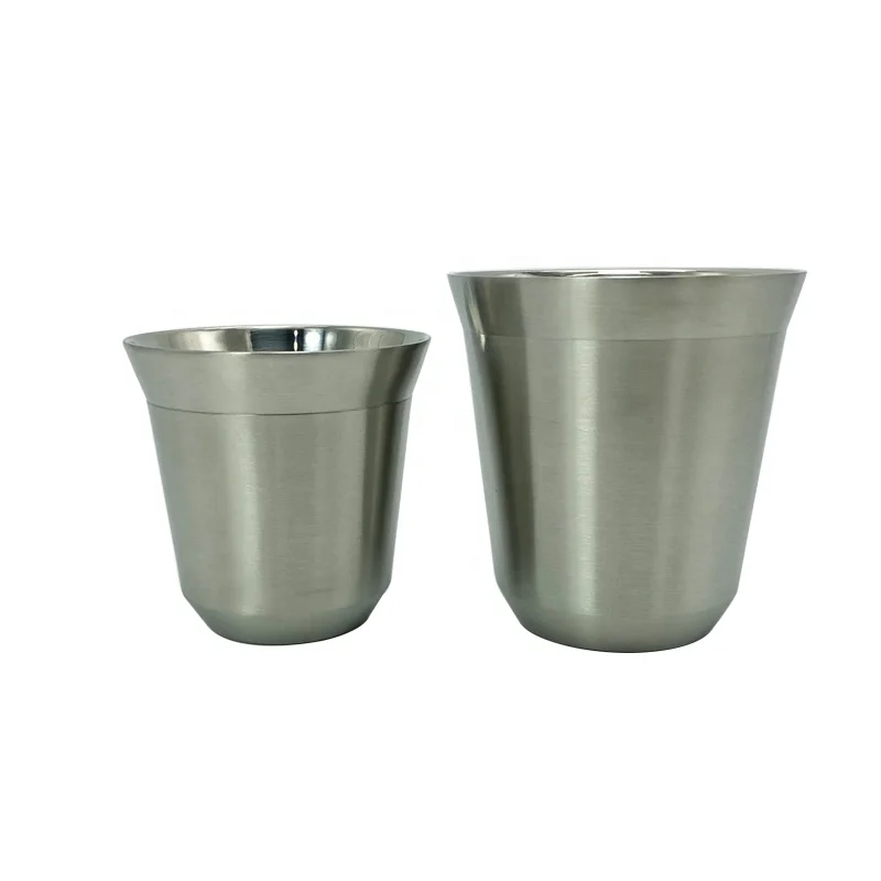 Custom reusable shot glass  tumbler double wall stainless steel heat resistant nespresso coffee cup