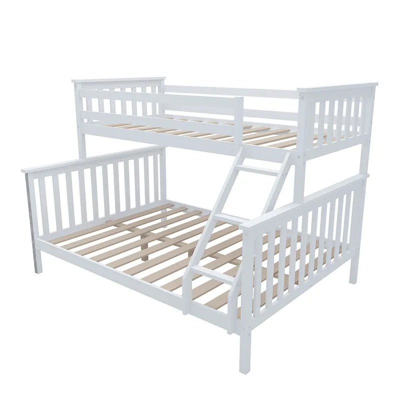 High Quality double decker kids children bunk bed triple wood loft bed