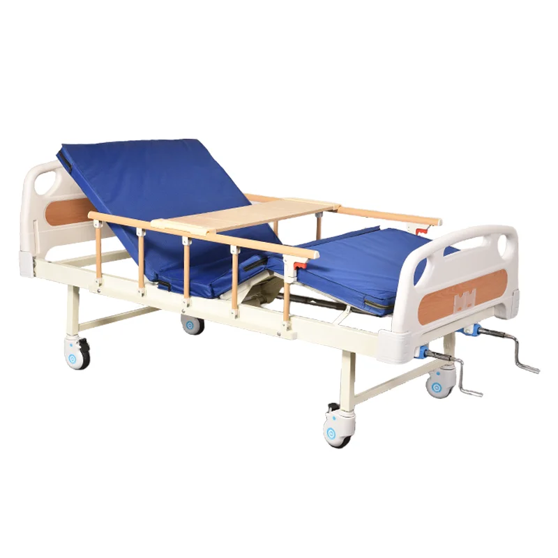 Clinic Two Crank 2 Function Mobile Adjustable Manual Hospital bed Furniture Medical Bed for Patient Factory Discounted Price