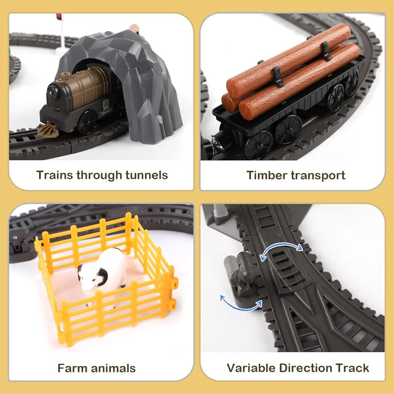 66 Pcs Battery Operated Train Set Magnetic Connection Tracks Train Railway Toy with Track Set