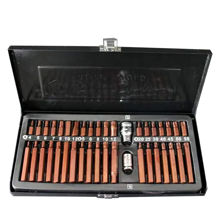 
Factory Wholesale 40Pcs Professional Cooper Plated S2 Impact SocKet Bit Set 