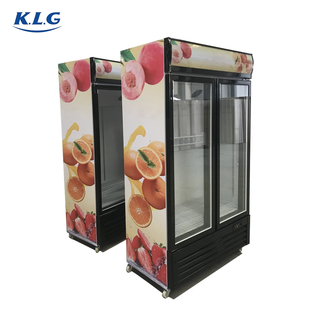 Supermarket Display Refrigerator And Freezer Vertical Glass Door Fridge Refrigerator with auto air cooling fan