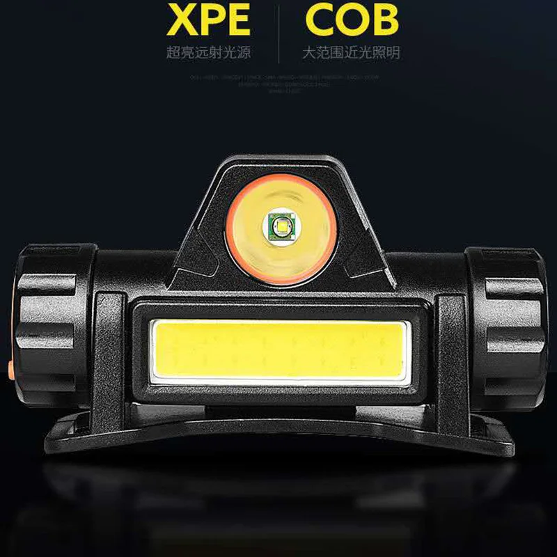 Factory Cheap Price USB Rechargeable LED Headlight XPE+COB IPX5 Waterproof Head Light with 1200mAh Built-in Battery