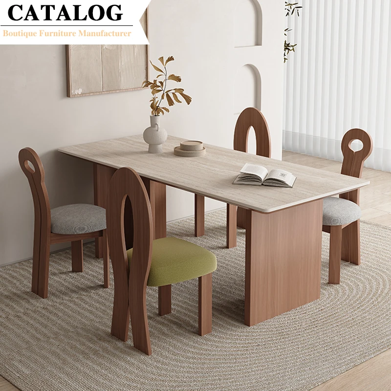 Unique Design Dinner Table Solid Wood Frame With Ceramic Convertible Antique Dining Table for Hall