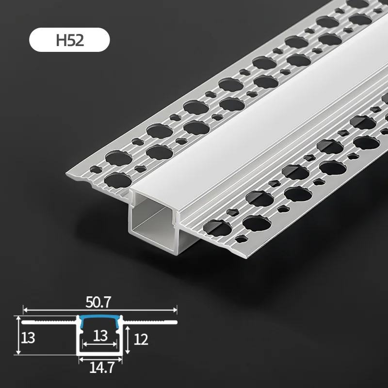 H52 Hot Sale Recessed Aluminum Channel For ceiling Plaster PC cover Diffused Heat Plaster Gypsum Drywall Aluminum LED Profile
