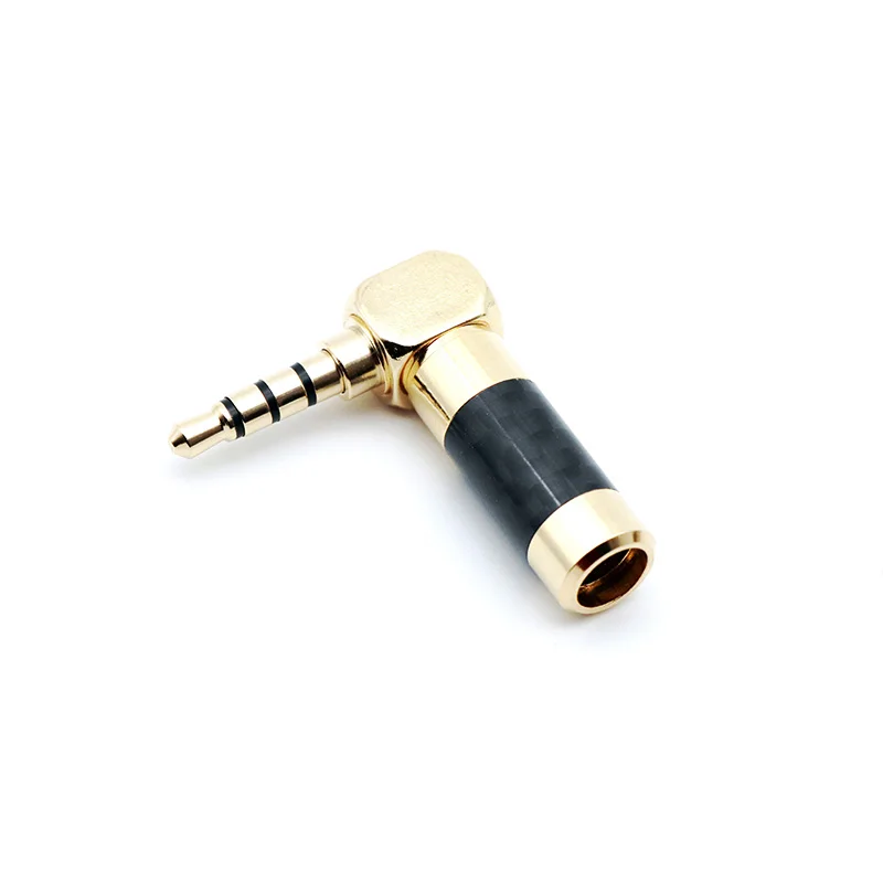 3.5mm Jack 4 Pole Plug Right Angle Mini Stereo Male Plug Carbon Fiber Adapter Solder Connector fit for less than 6mm cable