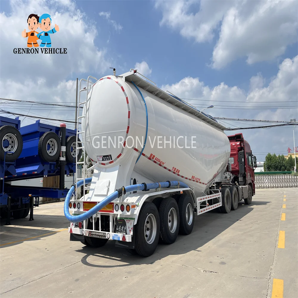 3 Axles Dry Powder bulk cement Tanker Trailer for Transporting Powdery Particles  55cbm Bulk Cement Semi-Trailer for Sale