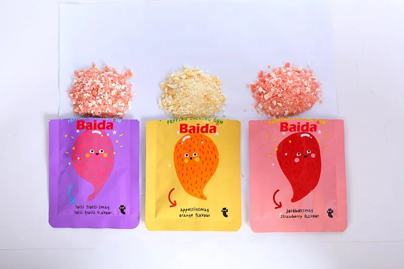 High Quality 15g  OEM Flavor New Candy Bubble Gum mix with Popping Candy