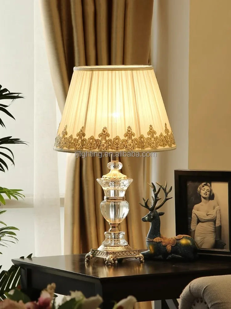 Table Lamp Fabric Lampshade Zinc Alloy Led Crystal European Room Designer Living Room Bedroom Decorative Luxury Romantic 10 90