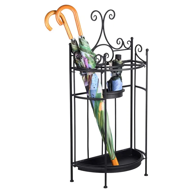 Morden Black Umbrella Stand Half Round Recommended Iron Umbrella Storage Rack Umbrella Holder Indoor Outdoor