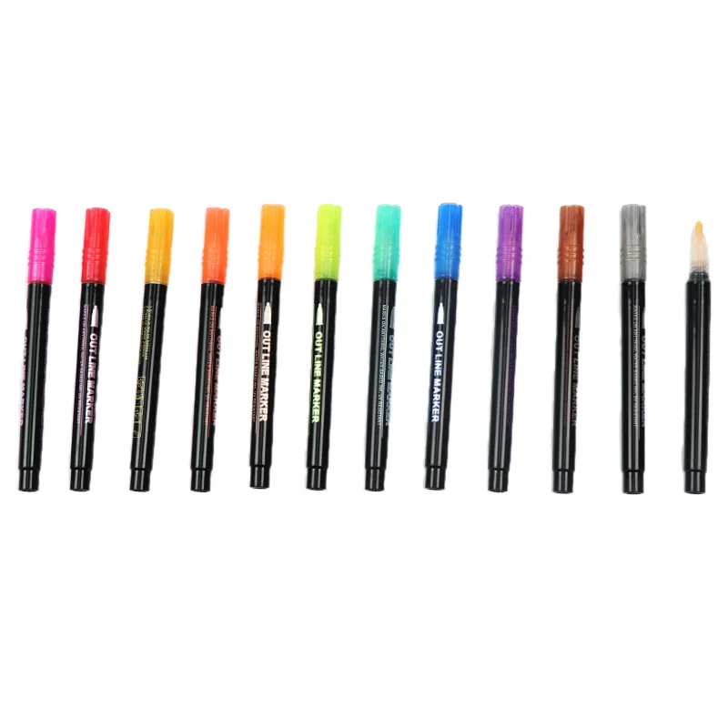 Vibrant Outline Marker Pack - 12/24/36/48 Assorted Colors, Durable Alcohol Ink, Quick Dry, Ideal for Journaling, and Art Project